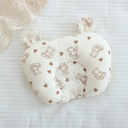 Cotton Gauze Baby Head Support Pillow – Soft Cartoon Infant Pillow