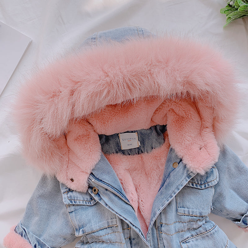 Little Baby Cozy Denim Hooded Coat (Warm Lined | Fall & Winter Essential)