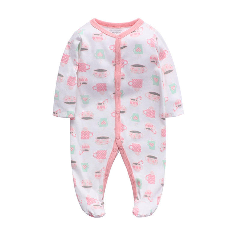 Baby Footed Pajama Romper – Soft Cotton Long-Sleeve Sleeper with Snap Front for Newborns & Infants (3–12 Months)