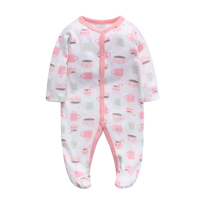 Baby Footed Pajama Romper – Soft Cotton Long-Sleeve Sleeper with Snap Front for Newborns & Infants (3–12 Months)