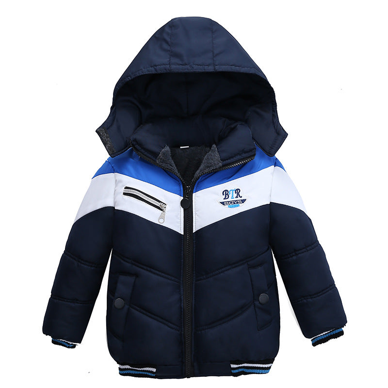 Boys Hooded Puffer Jacket (Warm Padded) – Winter Zip-Up Coat for Kids