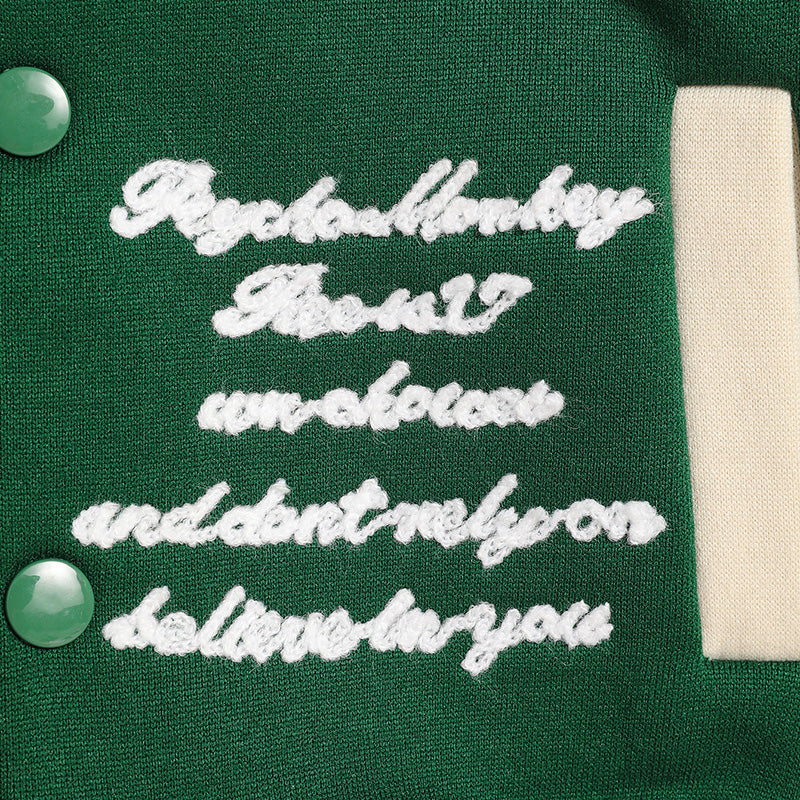 Toddler Unisex Varsity Embroidered Letter Jacket – Soft, Sporty & Play-Ready