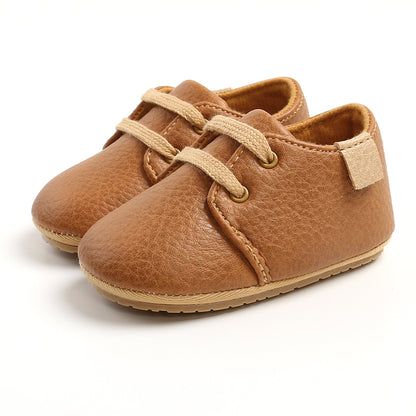 Baby Soft-Sole Lace-Up Shoes (Faux Leather) – Classic Crib & First Walker Style