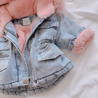 Little Baby Cozy Denim Hooded Coat (Warm Lined | Fall & Winter Essential)