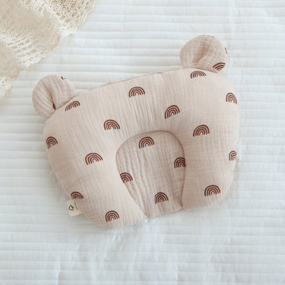 Cotton Gauze Baby Head Support Pillow – Soft Cartoon Infant Pillow