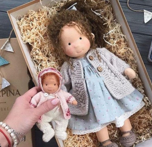 Handmade Curly Girl Plush Doll – 30cm Velvet Stuffed Toy with Clothes
