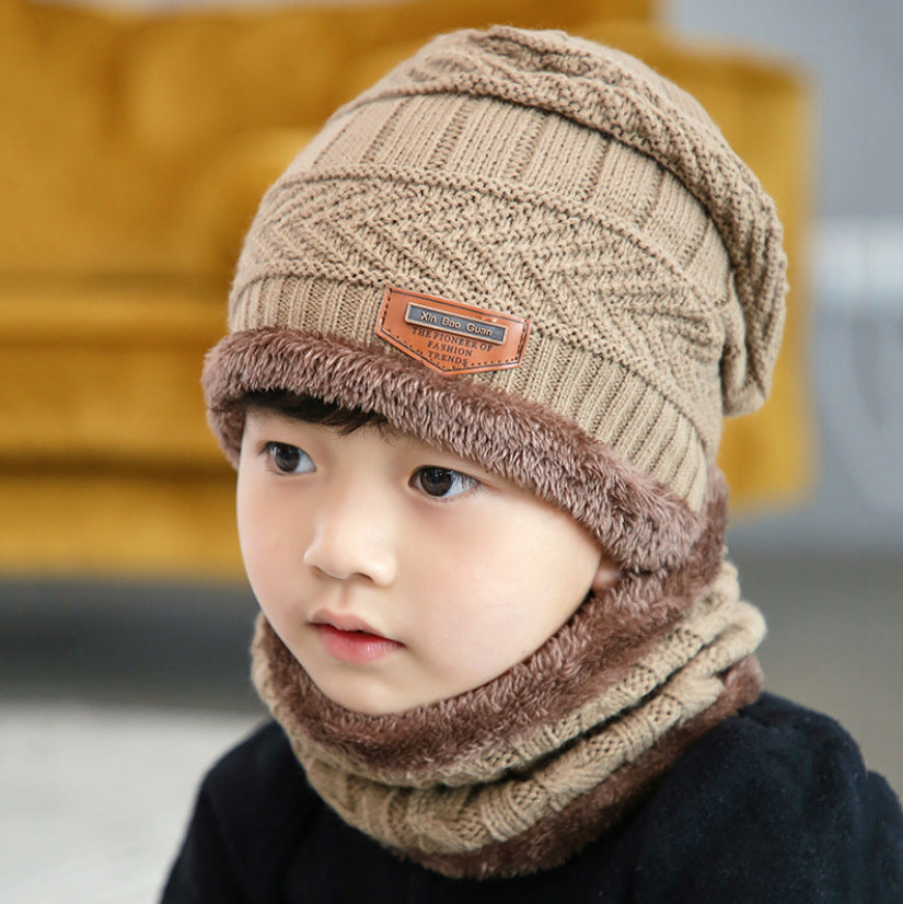 Kids Fleece-Lined Knit Beanie + Neck Warmer Set