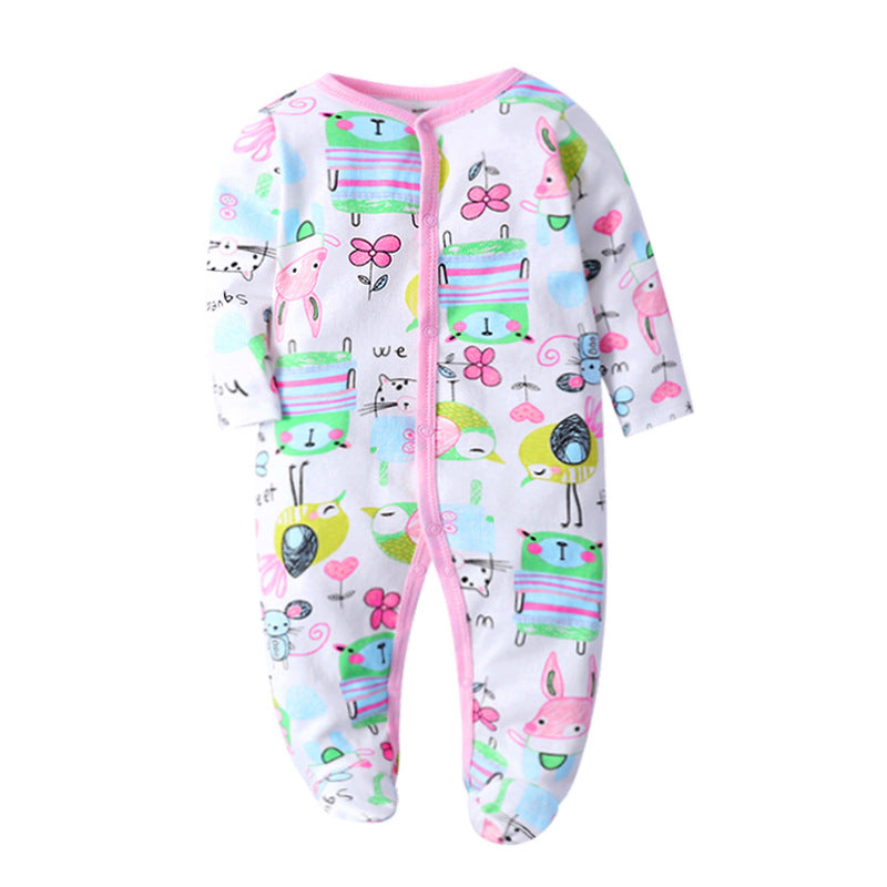 Baby Footed Pajama Romper – Soft Cotton Long-Sleeve Sleeper with Snap Front for Newborns & Infants (3–12 Months)