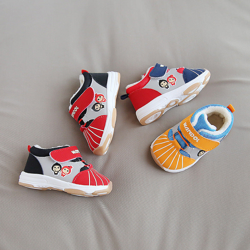 Fleece-Lined Toddler Sneaker Boots with Velcro Strap – Warm Non-Slip First Walker Shoes