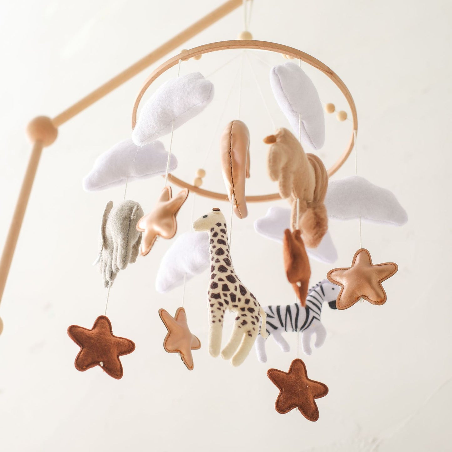 Felt Forest Animal & Moon Crib Wind Chime – Hand-Eye Coordination Toy