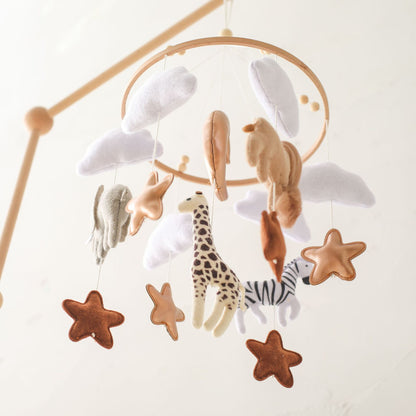 Felt Forest Animal & Moon Crib Wind Chime – Hand-Eye Coordination Toy