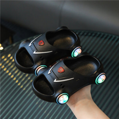 Light-Up Race Car Slide Sandals for Kids – Soft Sole Non-Slip Summer Slippers for Toddlers & Big Kids