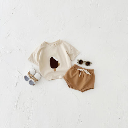 Ice Cream Patch Summer Top & Shorts Set | 0-3-Y Baby Sizes