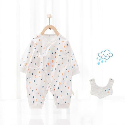 Cotton Wrap-Style Baby Romper with Matching Bib – Soft One-Piece for Newborns (0-6 Months)