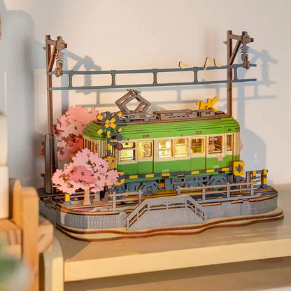 Rolife Sakura Journey Tram 3D Wooden Puzzle – DIY Model for Teens & Collectors