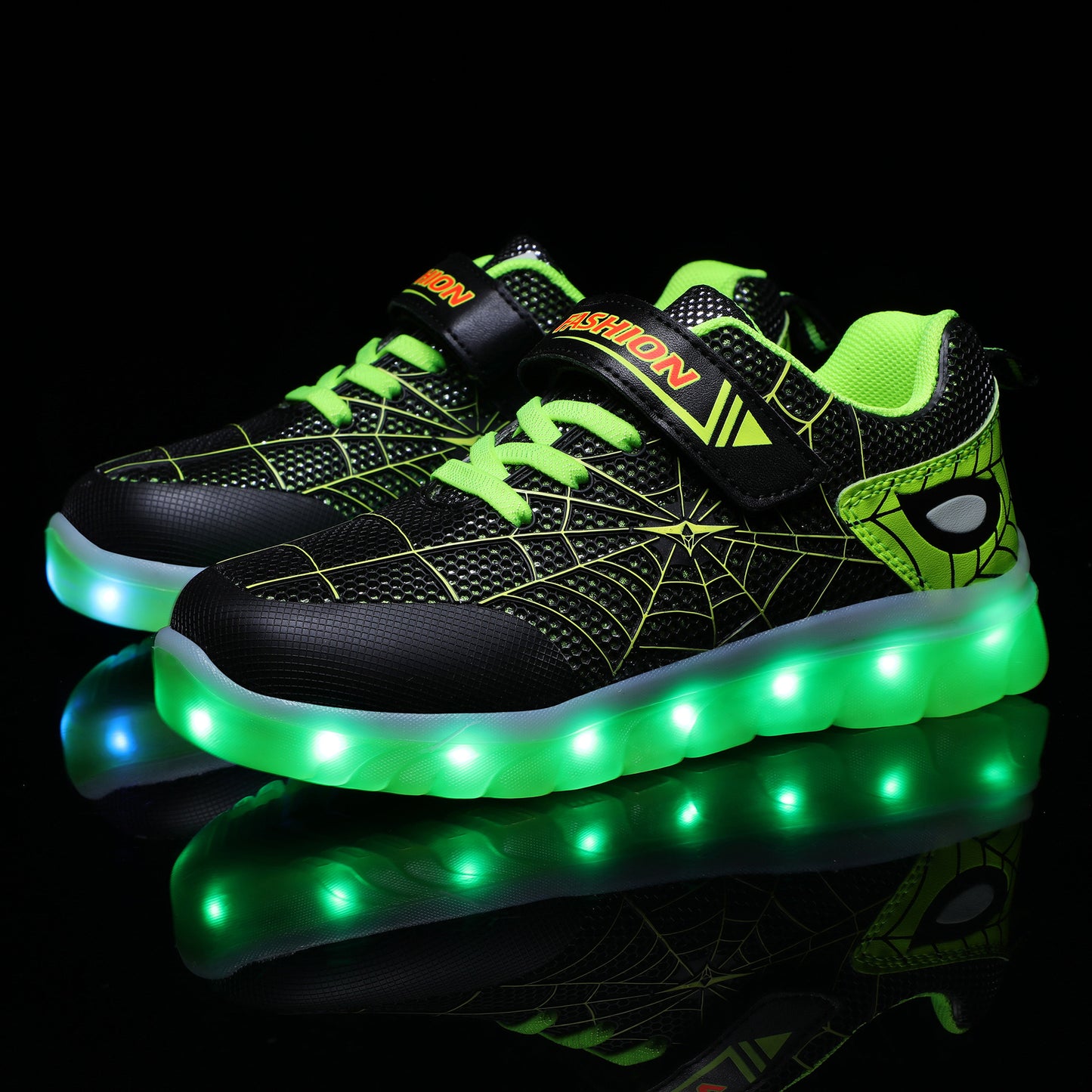 Kids LED Light-Up Sneakers with Hook & Loop Strap