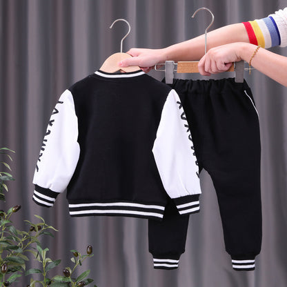 Kids Baseball Jacket Set – Two-Piece Letter Print Outfit for Boys & Girls