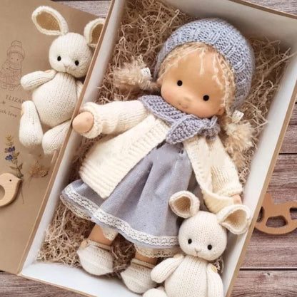 Handmade Curly Girl Plush Doll – 30cm Velvet Stuffed Toy with Clothes