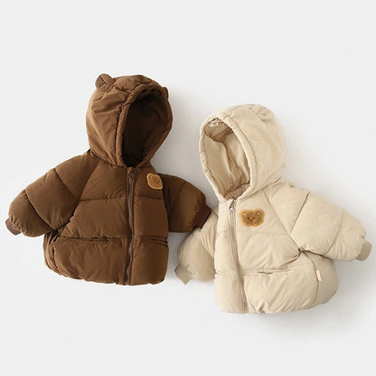 Baby & Toddler Winter “Bread Coat” – Warm Cotton-Padded Jacket with Bear-Ear Hood