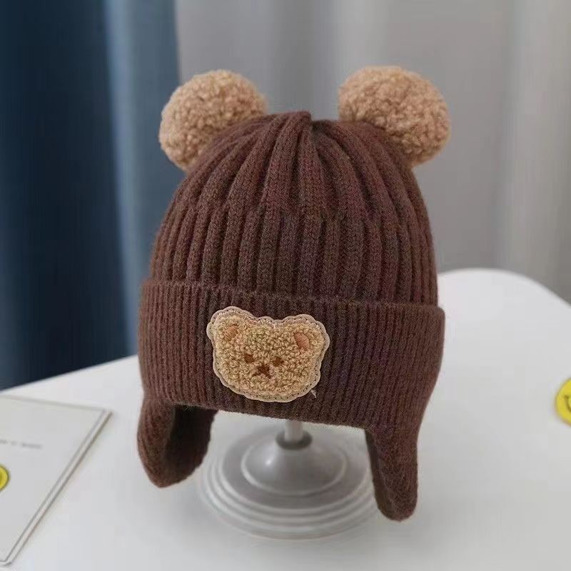 Baby & Toddler Teddy Bear Patch Rib-Knit Earflap Beanie