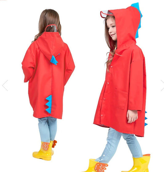 Dinosaur Spike Hooded Raincoat for Kids – Waterproof Rain Jacket with 3D Back Spines