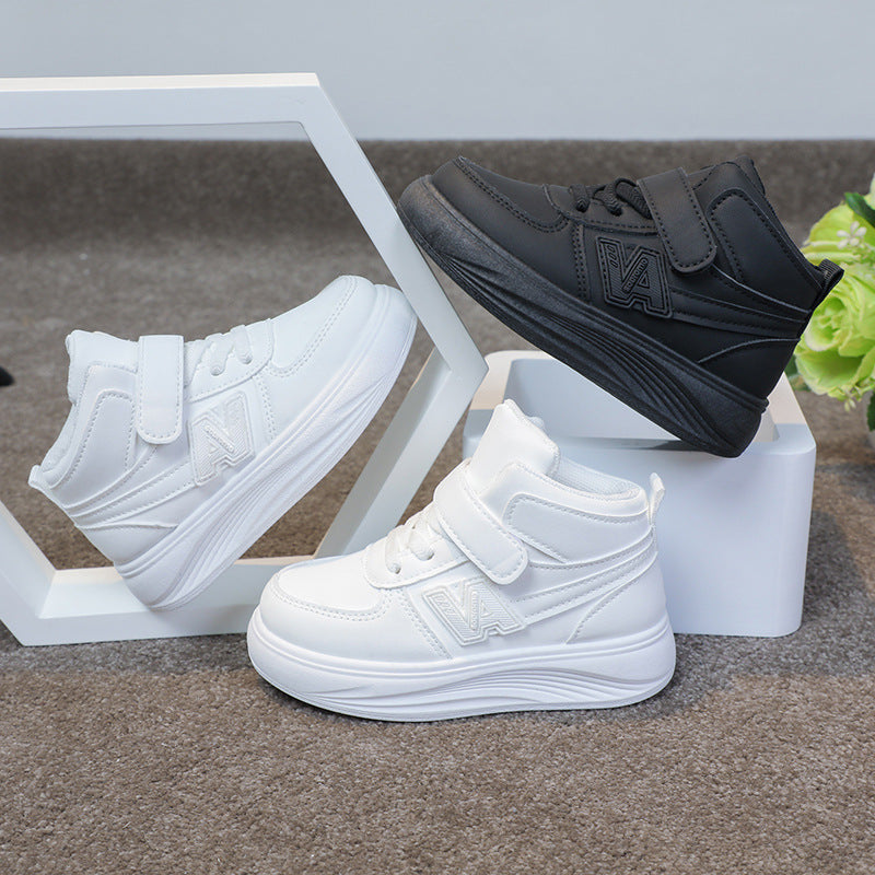 Kids’ High-Top Sport Sneakers – Comfy, Durable & Easy-Wear (Black & White)