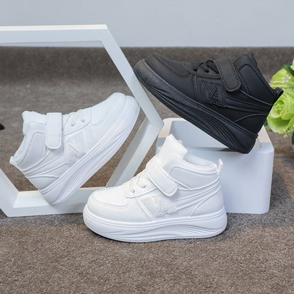 Kids’ High-Top Sport Sneakers – Comfy, Durable & Easy-Wear (Black & White)