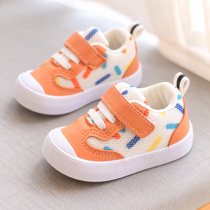 Color-Dash Mesh Velcro First Walker Sneakers