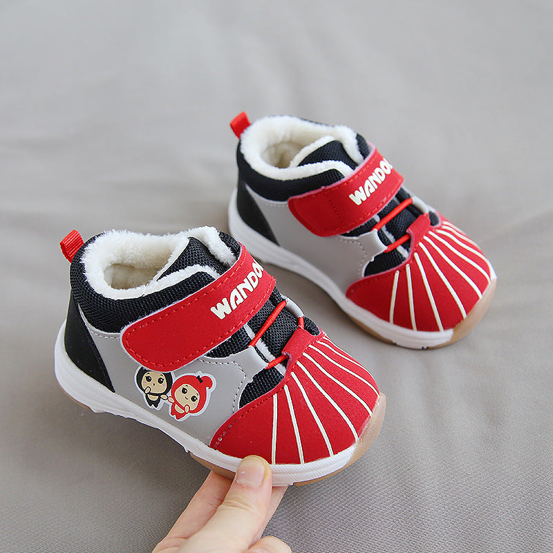 Fleece-Lined Toddler Sneaker Boots with Velcro Strap – Warm Non-Slip First Walker Shoes