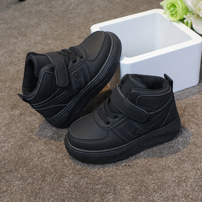 Kids’ High-Top Sport Sneakers – Comfy, Durable & Easy-Wear (Black & White)