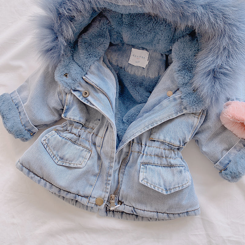 Little Baby Cozy Denim Hooded Coat (Warm Lined | Fall & Winter Essential)