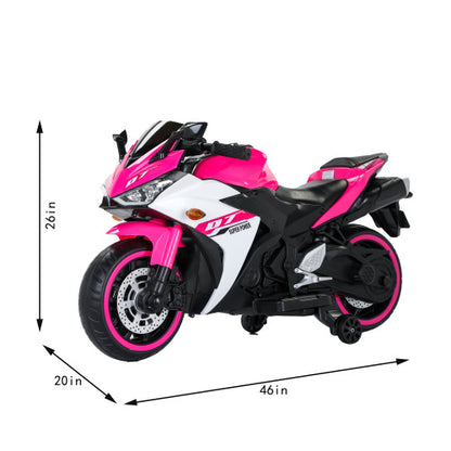 12V Kids Electric Motorcycle Ride-On Toy with Training Wheels