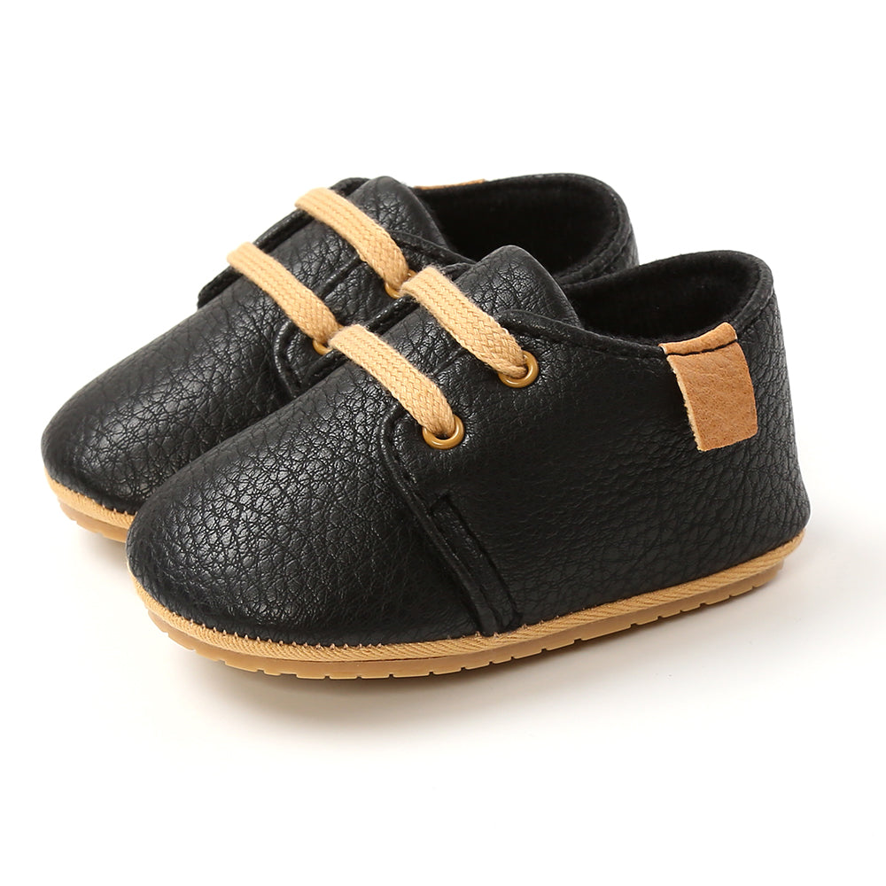 Baby Soft-Sole Lace-Up Shoes (Faux Leather) – Classic Crib & First Walker Style