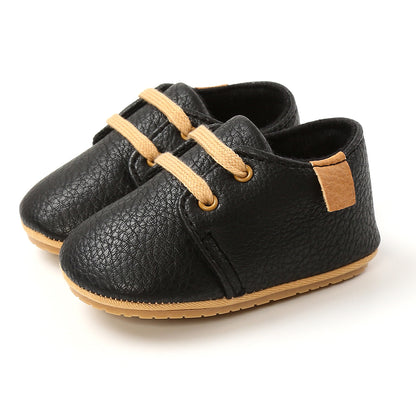 Baby Soft-Sole Lace-Up Shoes (Faux Leather) – Classic Crib & First Walker Style