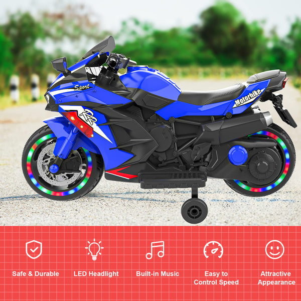 Electric Ride-On Motorcycle 12V for Kids, Ages 2-6 – Light Wheels & Bluetooth Music