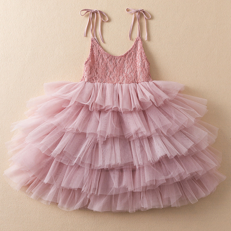 Lace Bodice Tiered Tulle Party Dress – Girls' Special Occasion Dress in Blush, White & More