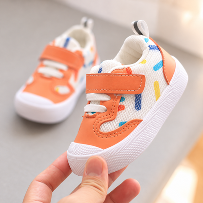 Color-Dash Mesh Velcro First Walker Sneakers