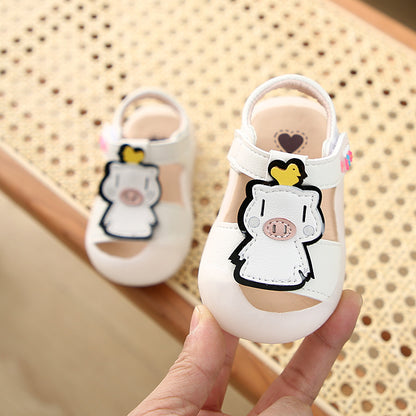 Smiley Cutout-Petal Flower Soft-Sole Baby Girl Sandals | Cushioned First-Walker Style in Pink