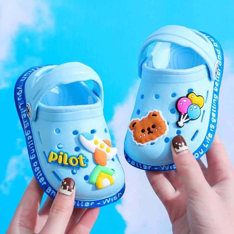 Kids' Cartoon Clog Sandals – Lightweight EVA Slip-On Shoes with Charm Decorations for Toddlers & Little Kids