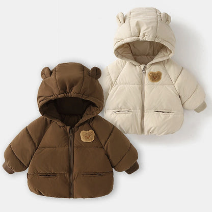 Baby & Toddler Winter “Bread Coat” – Warm Cotton-Padded Jacket with Bear-Ear Hood