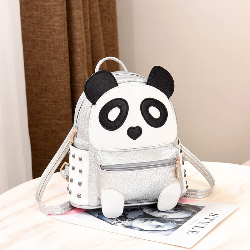 Cartoon Panda Mini Backpack for Kids (PU Leather) – Cute Zipper Day Bag