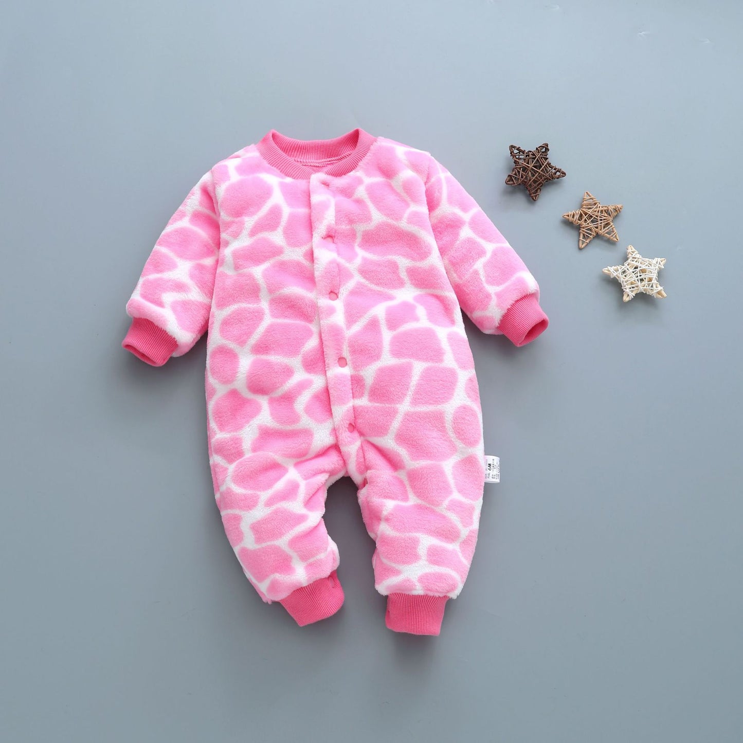 Cozy Fleece Baby Romper – Warm Cartoon Print Footless Jumpsuit for Newborns & Infants (0–24 Months)