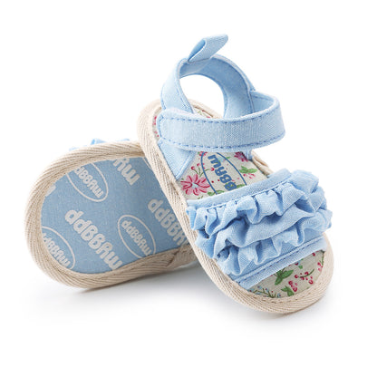 Baby Girl Soft Sole Sandals with Ruffle Detail – First Walkers