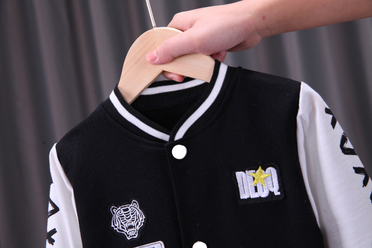 Kids Baseball Jacket Set – Two-Piece Letter Print Outfit for Boys & Girls