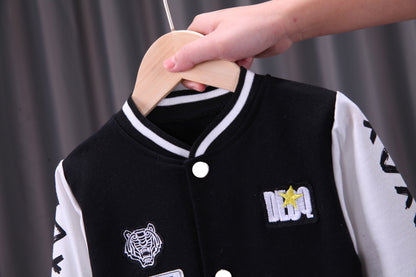 Kids Baseball Jacket Set – Two-Piece Letter Print Outfit for Boys & Girls