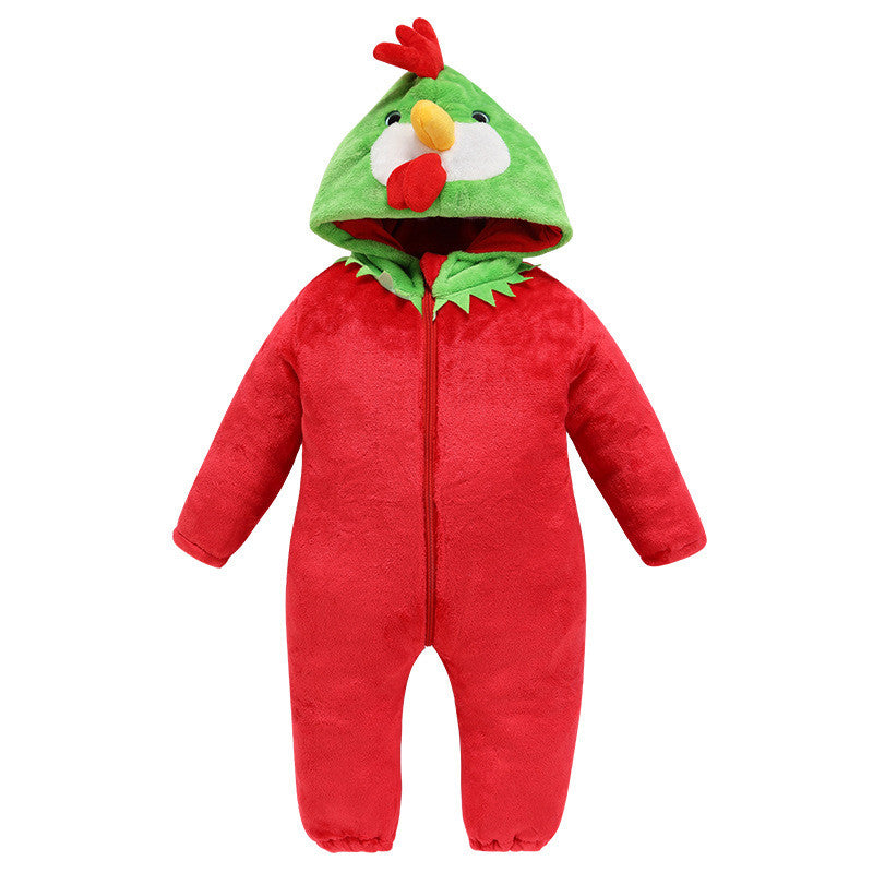 Cozy Animal Hooded Baby Romper – Soft Fleece One-Piece for Fall & Winter (0–3 Years)