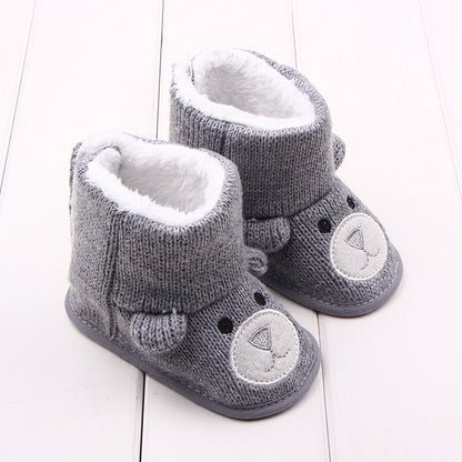 Cozy Bear Baby Booties – Soft Cotton Toddler Shoes with Warm Plush Lining