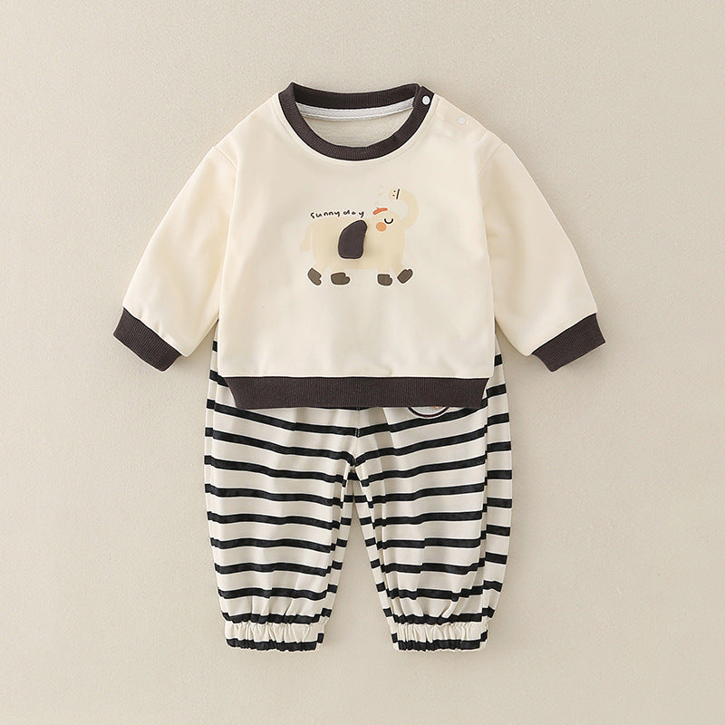 Baby & Toddler Animal Print 2-Piece Cotton Set | Sweatshirt & Pants in Playful Cartoon Designs