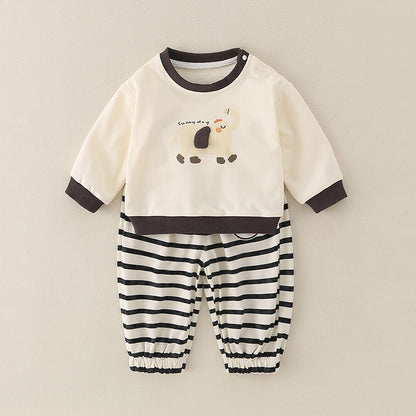 Baby & Toddler Animal Print 2-Piece Cotton Set | Sweatshirt & Pants in Playful Cartoon Designs