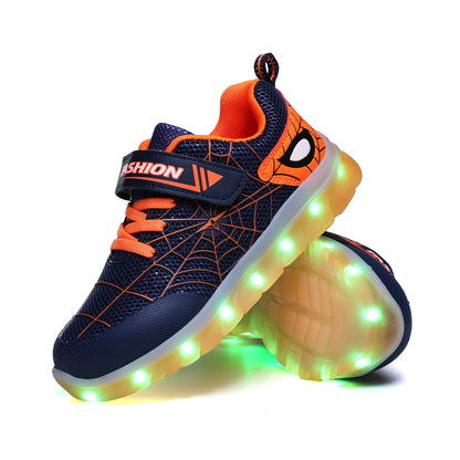 Kids LED Light-Up Sneakers with Hook & Loop Strap